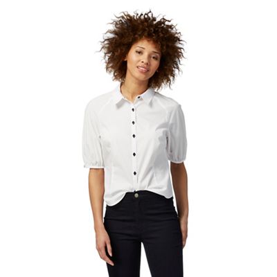 White contrasting button shirt